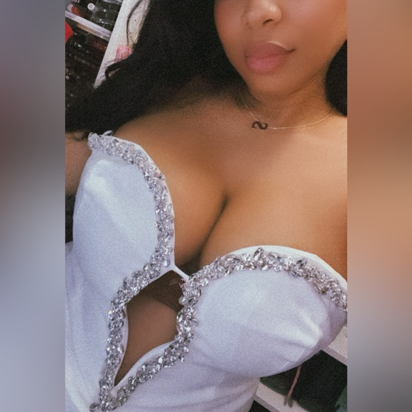 Bardot Eleni Diamanté Strapless Sweetheart side slit midi Dress - Picture 6 of 10